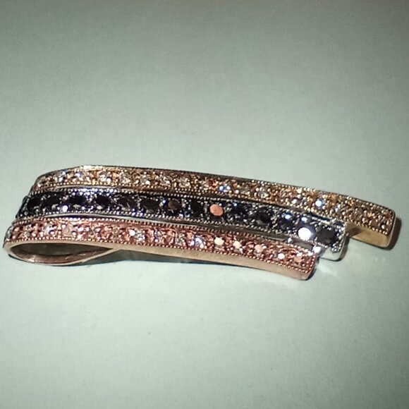 REDUCED! Stunning 10Kt 3-Color Gold Half-Carat Diamond Ribbon Slide - Picture 2 of 3